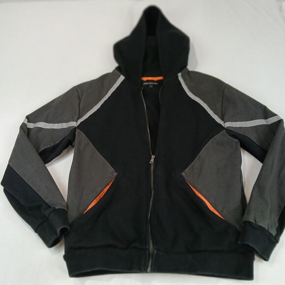 Linus Tech Tips Hoodie Mens Large Full Zip Black Gray Orange Trim LTT Pullover - Picture 1 of 10